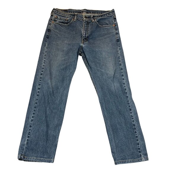 Levi's 505 Mens Straight Jeans 35x30 Blue Denim Medium Wash Cotton Casual - Picture 1 of 11